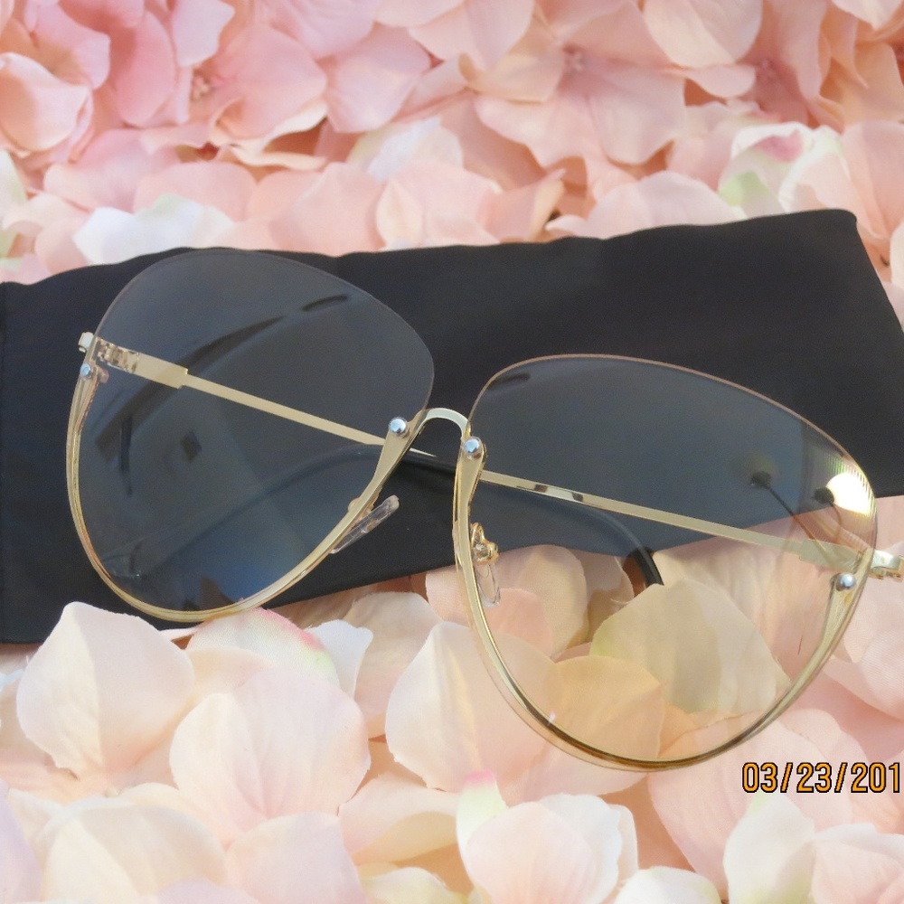 Gold Semi Rimless Tinted Sunglasses